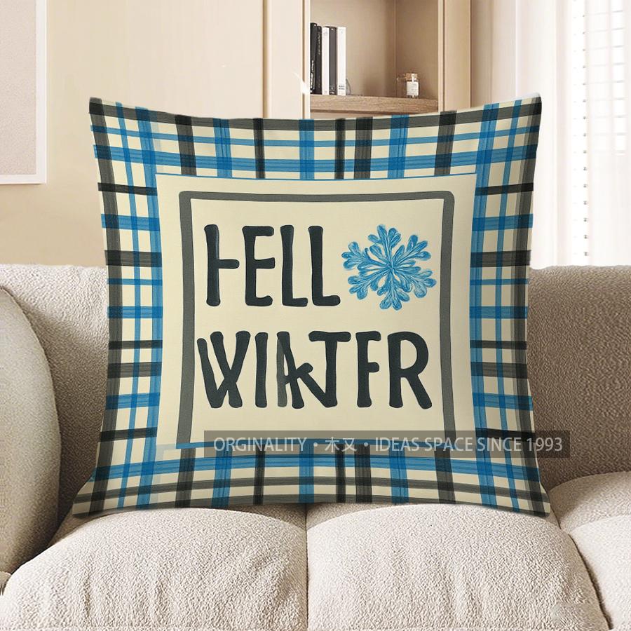 Home Decor Snowman With Hat And Snowflakes Throw Pillow Pattern Cushion Cover Suitable For Sofa Bedroom Car Pillow Cover