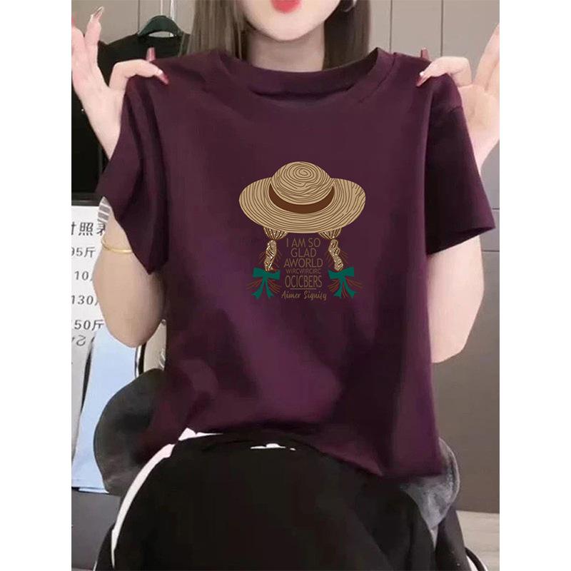 New Shoulder Pure Cotton Round Neck Short-sleeved T-shirt Women's Korean Version Fashion Versatile Foreign Style Top Bottoming Shirt Summer