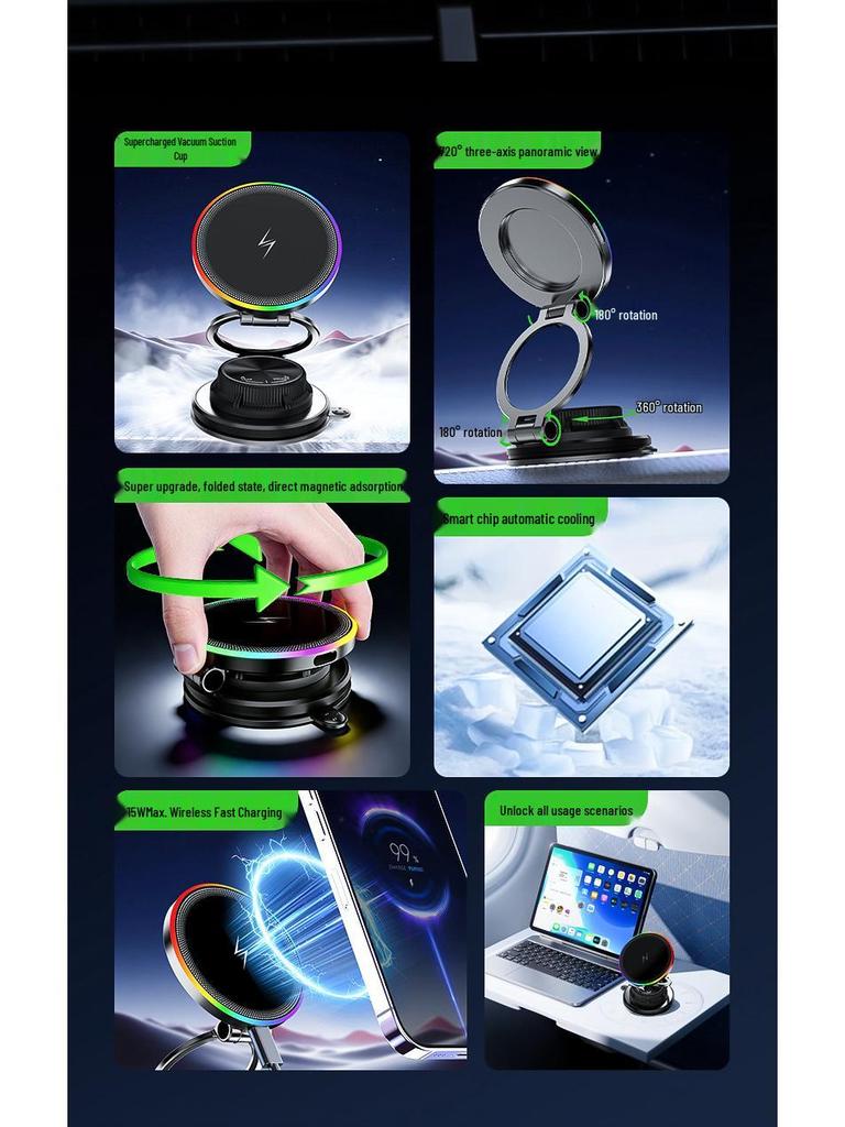 Magnetic Wireless Charging Car Phone Holder with Suction Cup