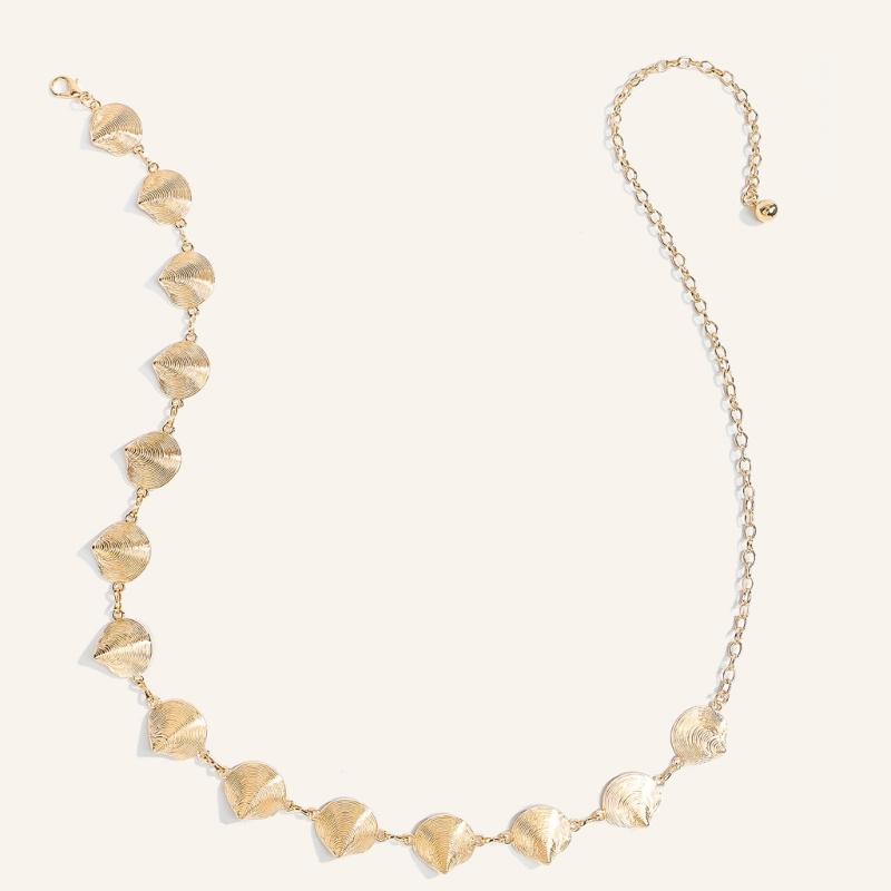 Geometric Sea Shell Design Waist Chain Adjustable Length Chain Belt For Women Teens Dress Pants Fashion Accessories