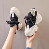 Fashion 8CM New Genuine Leather Women Summer Hollow Air Mesh Platform Wedge Chunky Sneakers Autumn Spring Fashion Lace-up Casual Shoes