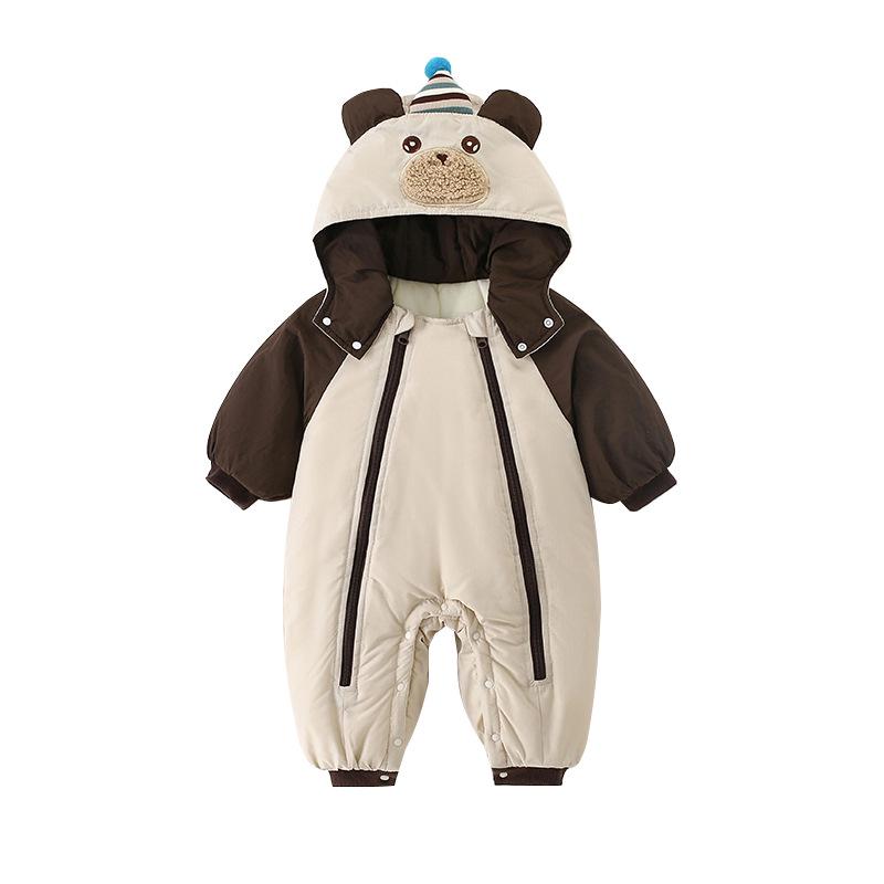 Salopetă de iarnă confortabilă din bumbac și lână pentru bebeluși: Salopetă groasă și călduroasă pentru copii