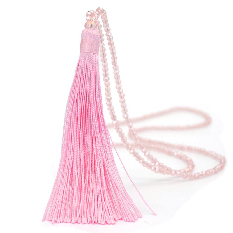 New Fashion Boho Long Fringe Tassel Necklaces Women Collier Glass Beads Crystal Statement Collar Bohemian Zircon Gifts