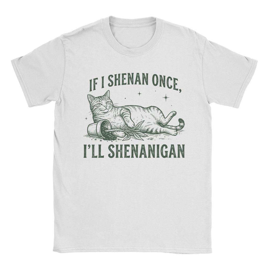 Si je Shenan Une fois Ill Shenanigan T-shirt Plage Hip Hop T-shirts Homme 100% Coton Col Rond Oversize Hauts Manches Courtes