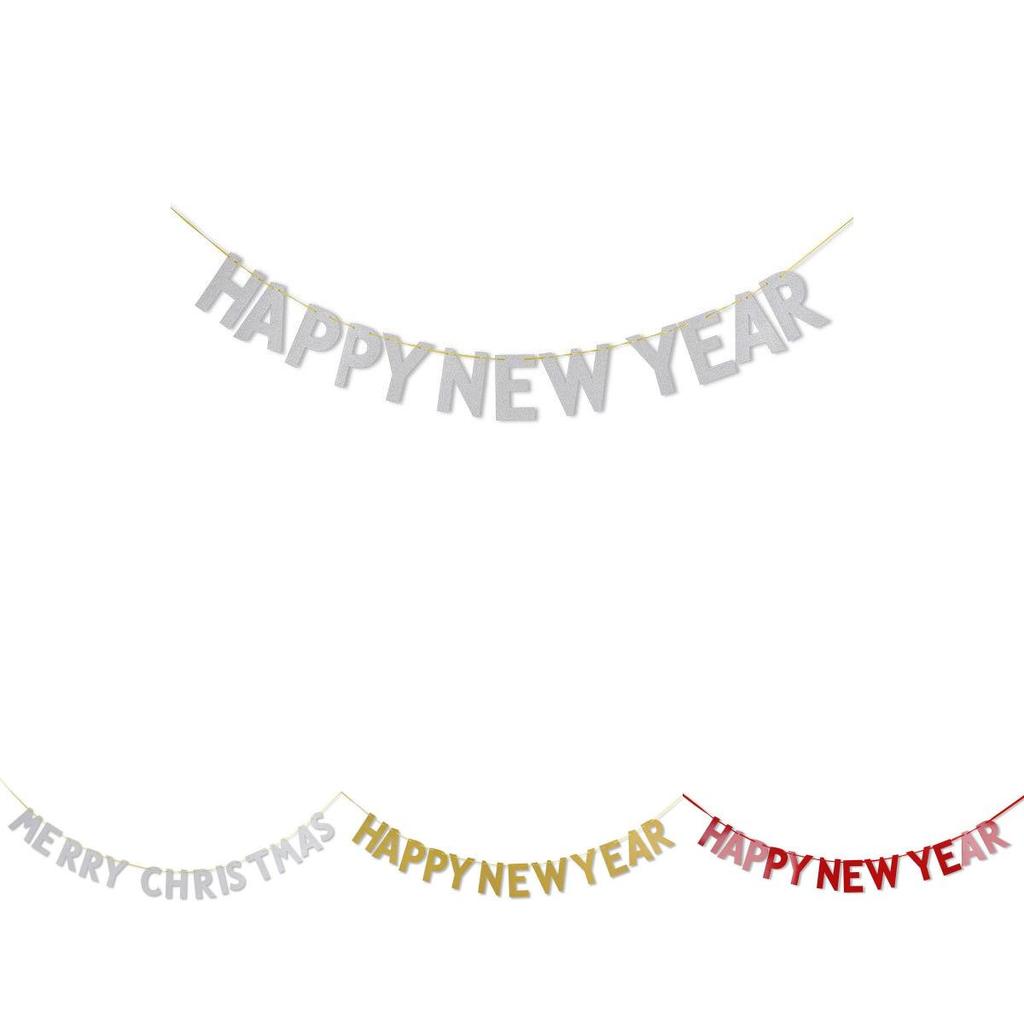Reusable Merry Christmas Happy New Year Banner For Party Home Decoration