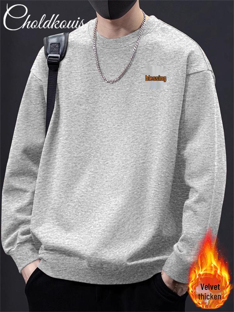Men's Retro Trend Heavyweight Crewneck Sweatshirt - Spring/Autumn Versatile Loose Pullover.