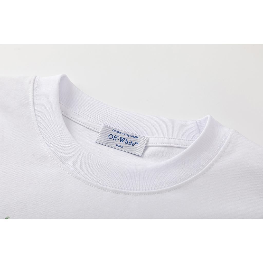 9068 Off-White 2026 Spring/Summer New Colorful Letter Arrow Pattern Round Neck Hooded Short Sleeved Men's and Women's T-shirts