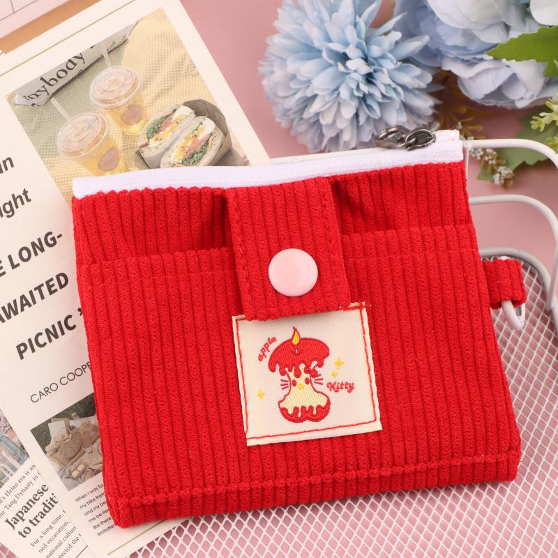 

Мультяшная красная сумка для карточек в виде яблока, многослойный кошелек для монет, вельветовая сумка для хранения, портативная сумка, милая маленькая квадратная сумка