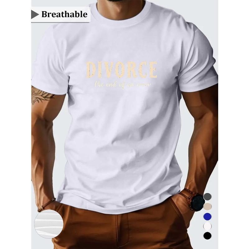 

European sizes DIVORCE The End Of An Error Men s Graphic T-Shirt - Moisture-Wicking Breathable Fabric, Casual Short Sleeve Round Neck Tee 4XL білий