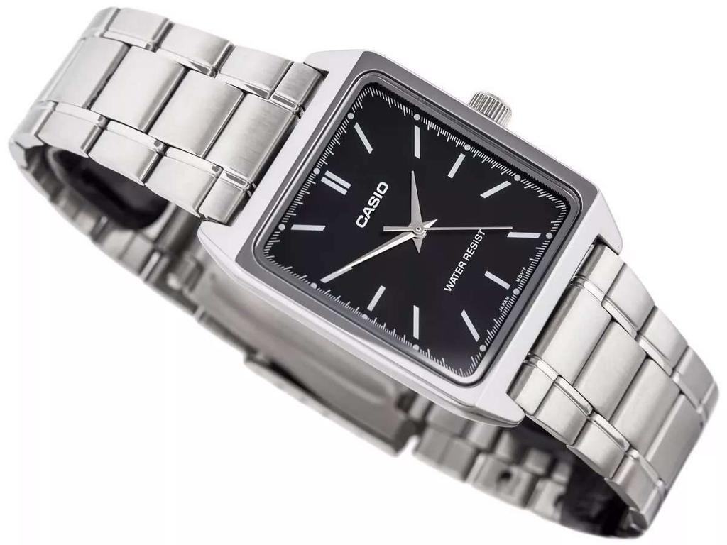 Casio LTP-V007D-1E Black Square Dial Silver Chain Ladies Watch / Vintage, Classic Watch, Authentic Casio
