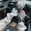 2pcs/set Thin Bow Gauze Sleeves Fingerless Yarn Arm Sunscreen Covers  For Women