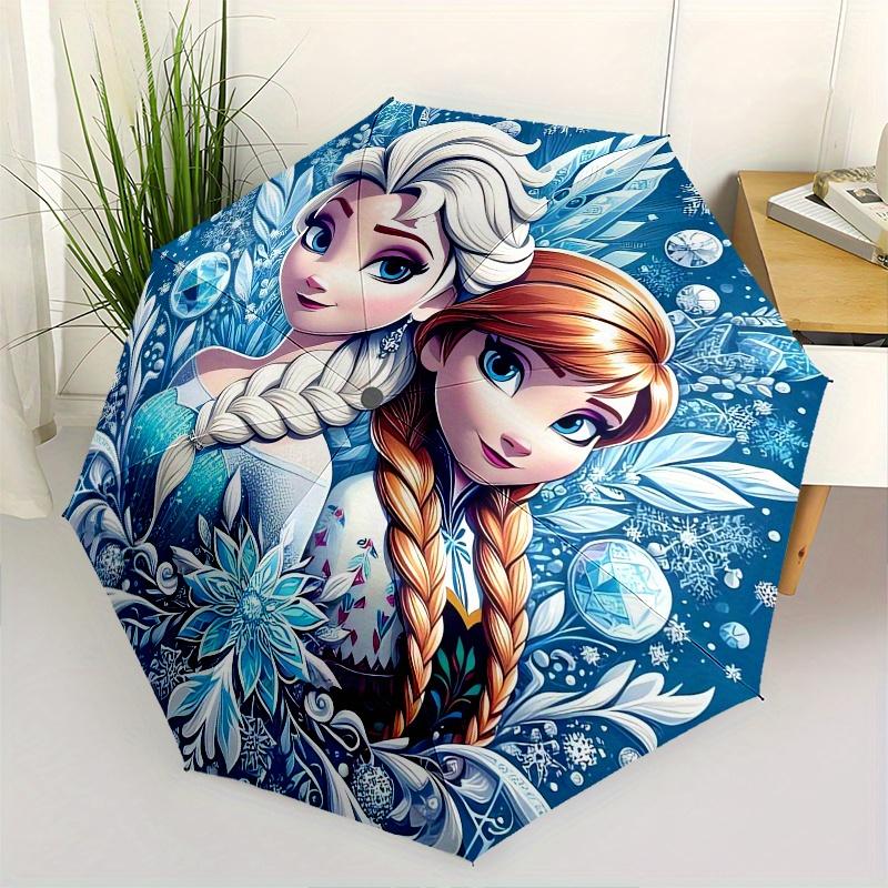 Elsa,Anna Automatic Opening and Closing Umbrella - 8-rib Reinforced Folding Design, Lightweight and Portable, Suitable for Daily Business Us