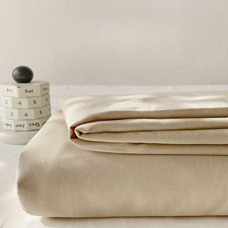 Japanese Striped Skin-friendly Thick Solid Bed Sheet with Pillowcase for Single Double Student Dormitory