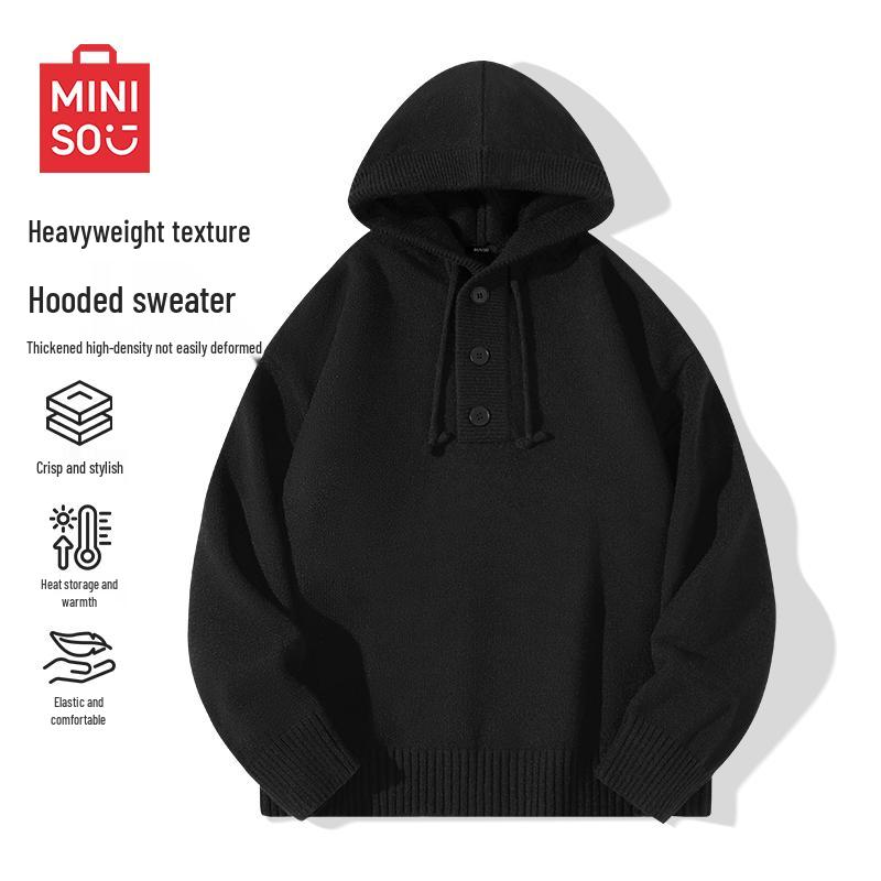 MINISO Men s Hooded Knit Sweater L