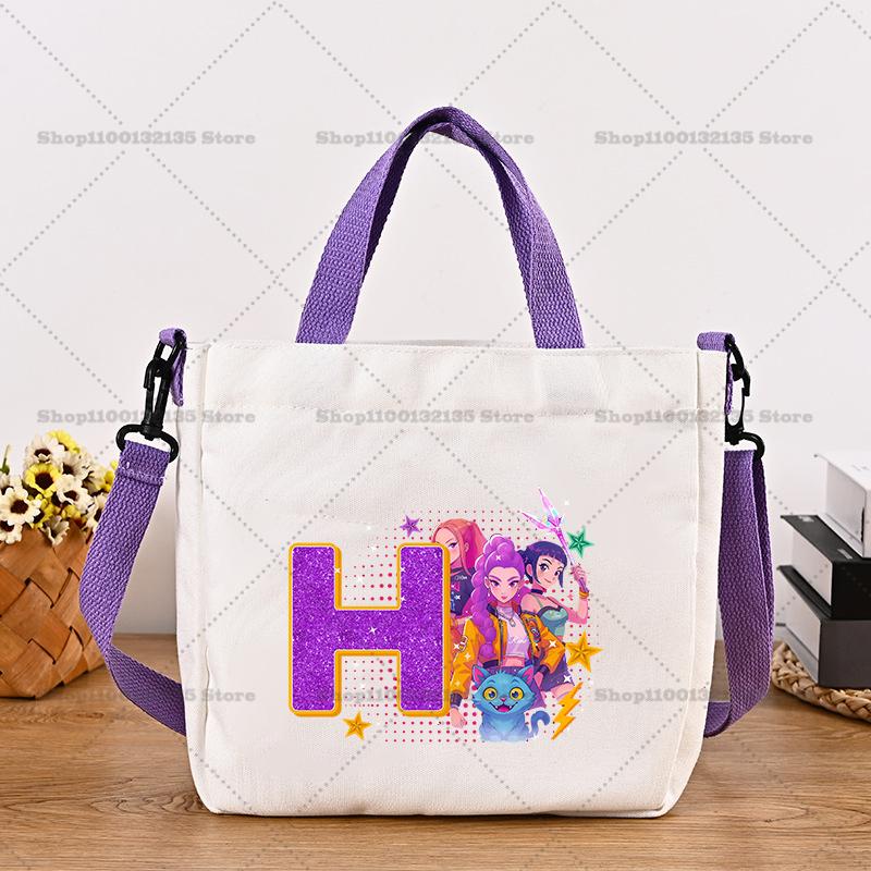 26letters Korean Pop Demon Hunters Women Canvas Shoulder Pouch Girls Tote Pouch Handbag Trendy Crossbody Pouch Latest Pink Presents 2026