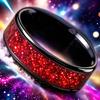 Stainless Steel Black Red Shimmer Starry Sky Ring - Unique High-Quality Gift