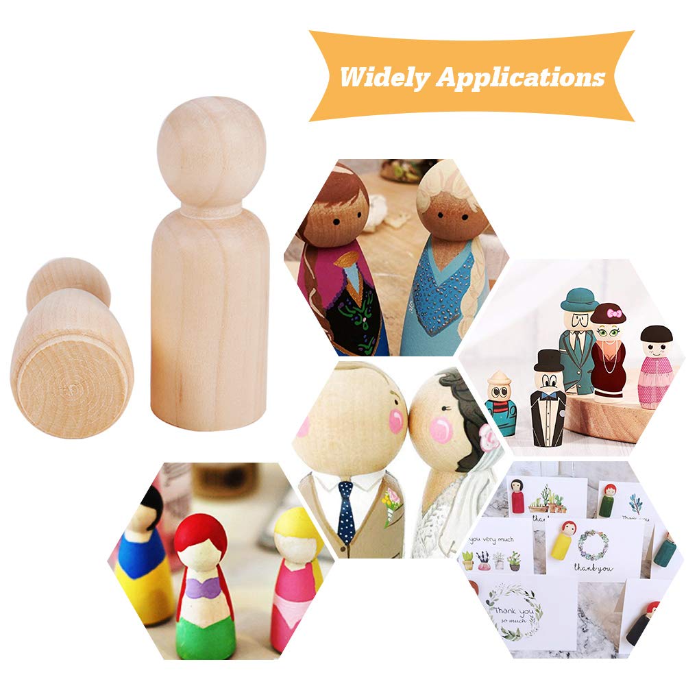 PH PandaHall Set of 48 Unfinished Wooden Peg Doll Artificial Wooden Doll Male and Arts and Handmade DIY Supplies Bodies, Wood, Decorations, Female,