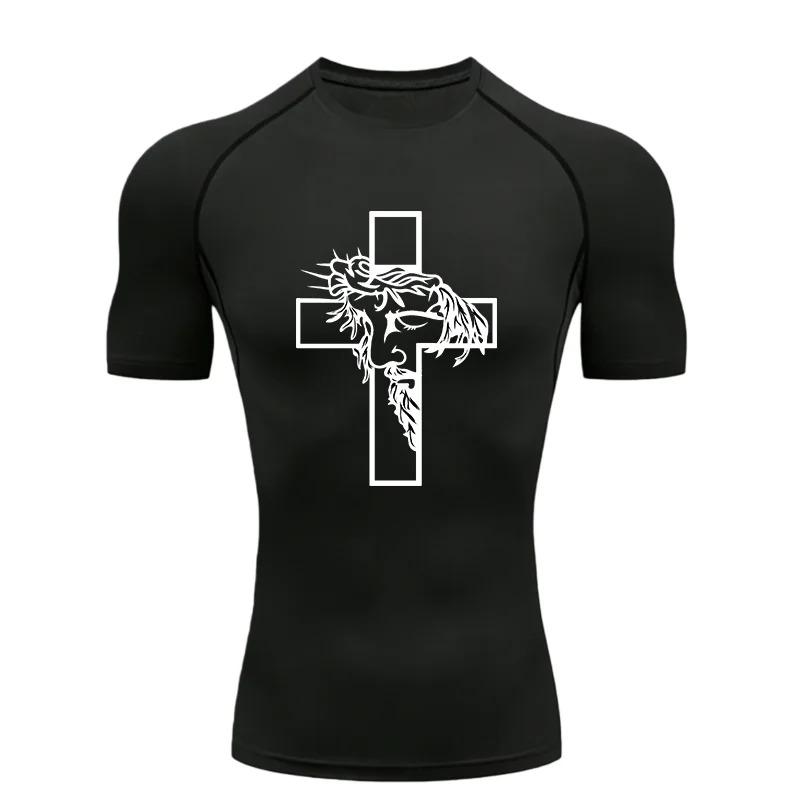 

Men s Sports T-shirt Training Fitness Stretchy Moisture-Wicking Compression Workout Gym High Elasticity Slim Fit Rashgard Tops XXXL чорний