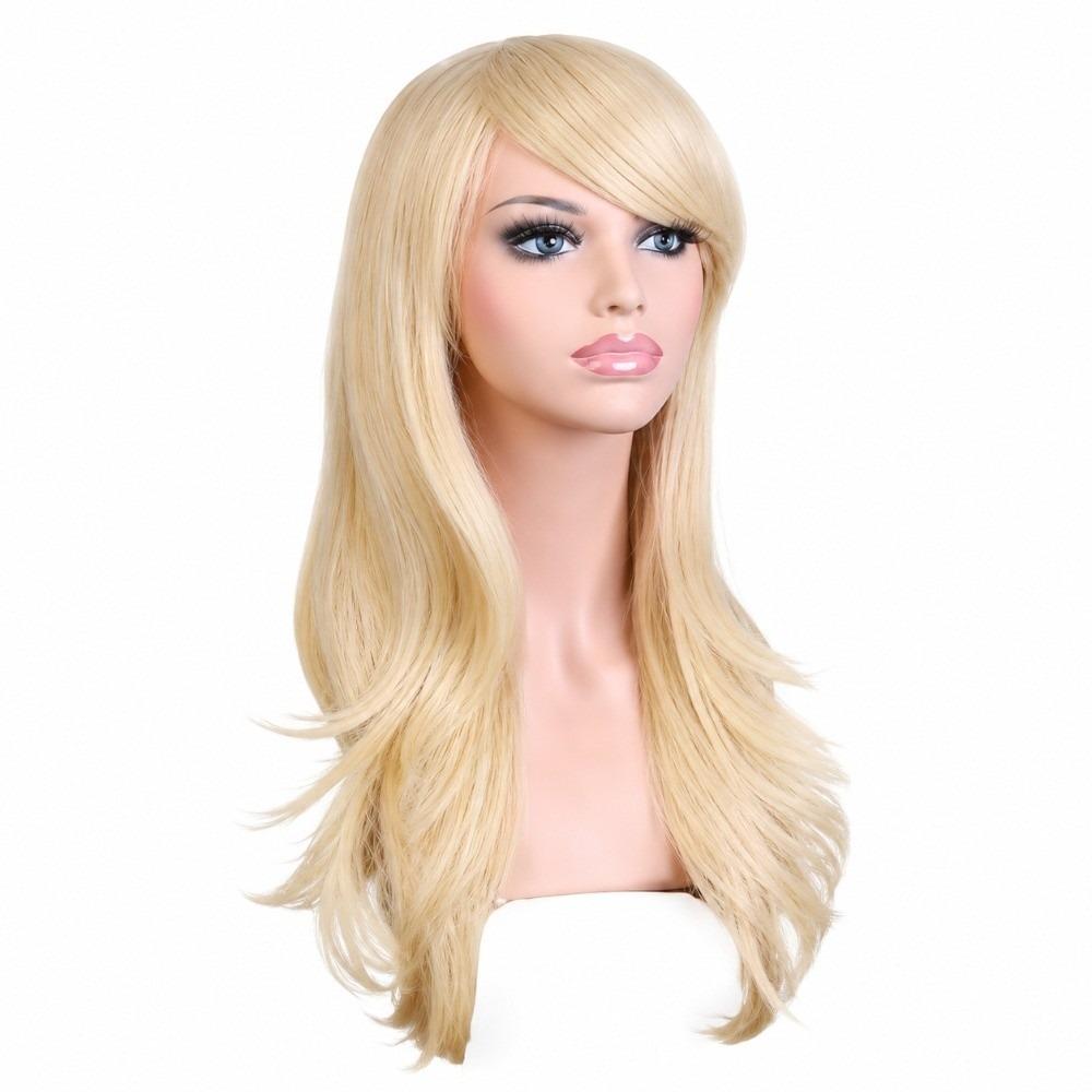 Light Gold Curly Wavy Wig Long Length Costume Wig Premium Long Cosplay Wig  For Women