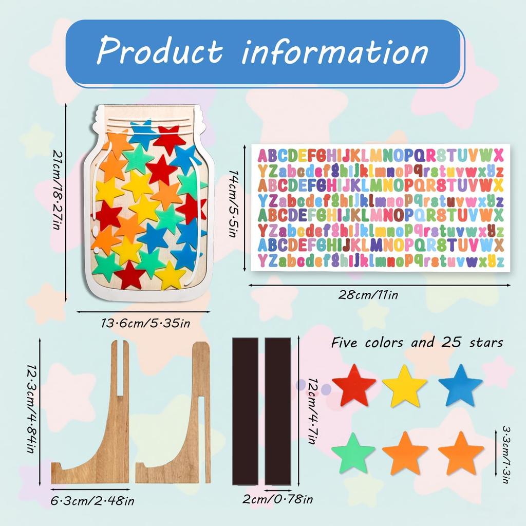 Magnetic Reward Jar for Classroom & Kids - Star Jar Incentive System, Potty Training Chart with Tokens, Behavior Management Tool, Boys & Girls