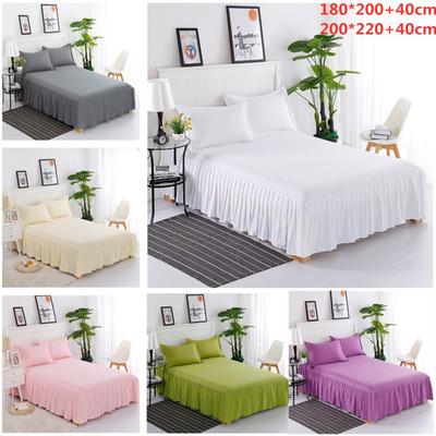 Princess Style Pleated Cotton Bedspread Simple Solid Color Soft Thicken Bedding Sheet