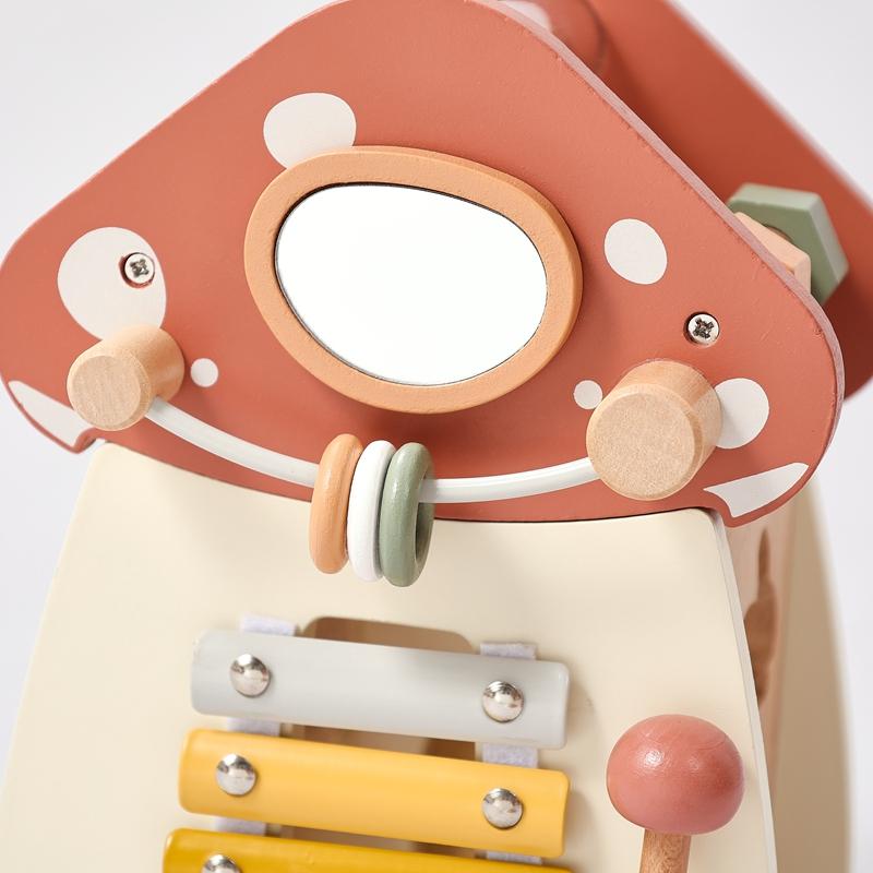 Custom Montessori Mushroom House Toy Wooden Percussion Music Toy Unlock/Place/Shape Match Game Finger Sensory Education Kid Gift