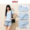 SPAO Women's Contrast Faux Two-Piece Short Sleeve T-Shirt