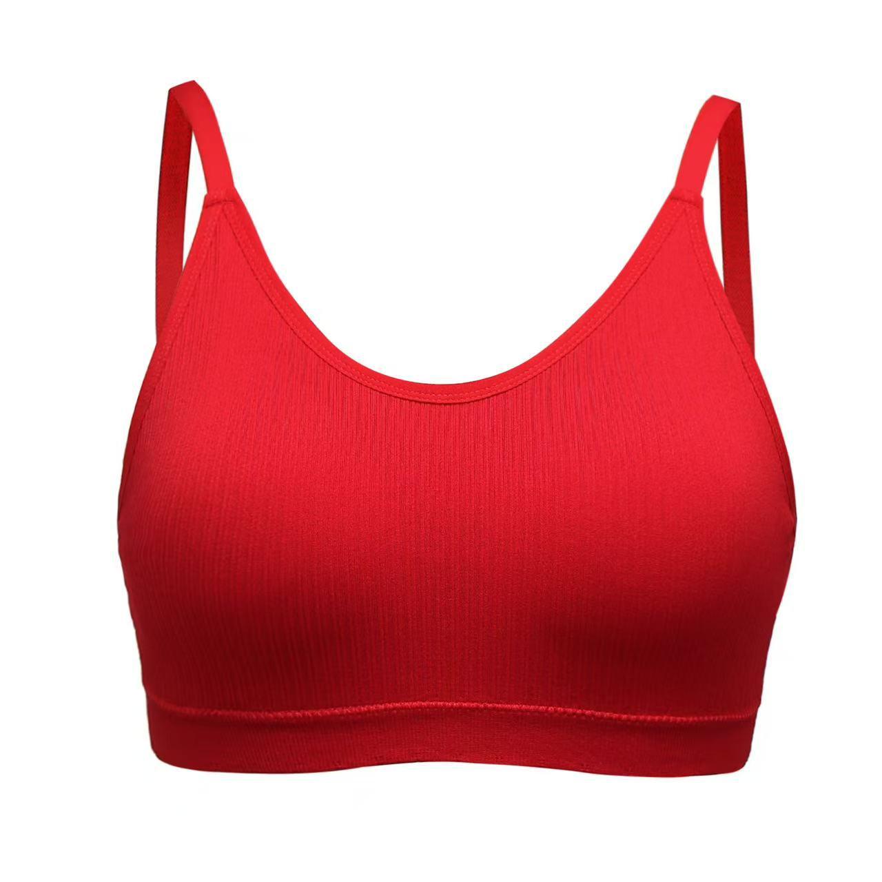 

Plus Size Wire-Free Sports Yoga Vest with Thin Straps and Stylish Back Design 4XL червоний