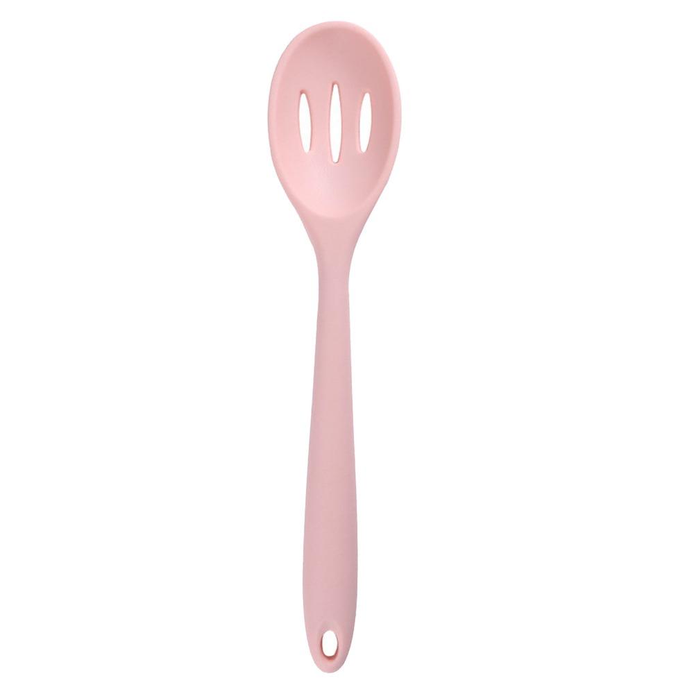 2Pcs Hollow Draining Hole Strainer Spoon Silicone Skimmer Protect Cookware Non Stick Spoon Kitchen