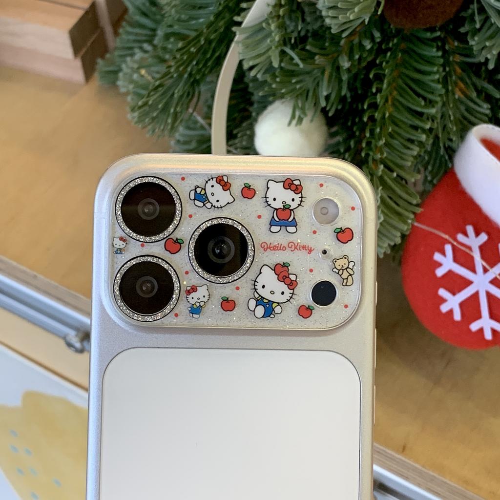 Korean INS Style Cartoon Animation Glitter Bling Camera Protector For IPhone 17 16 15 14 Pro Max Cap Kitty Lens Glass Screen Film Anti-Drop Armor