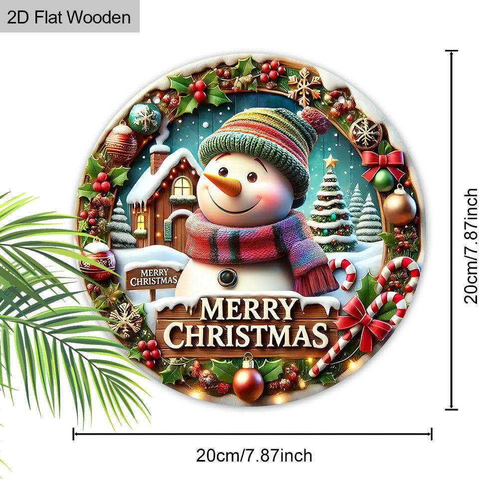 Weihnachtsdekorationsschild, hängende Innendekorationen, 2D flache Holzprodukte mit Schneemannmuster, Weihnachtsgeschenke für Freunde und Familie