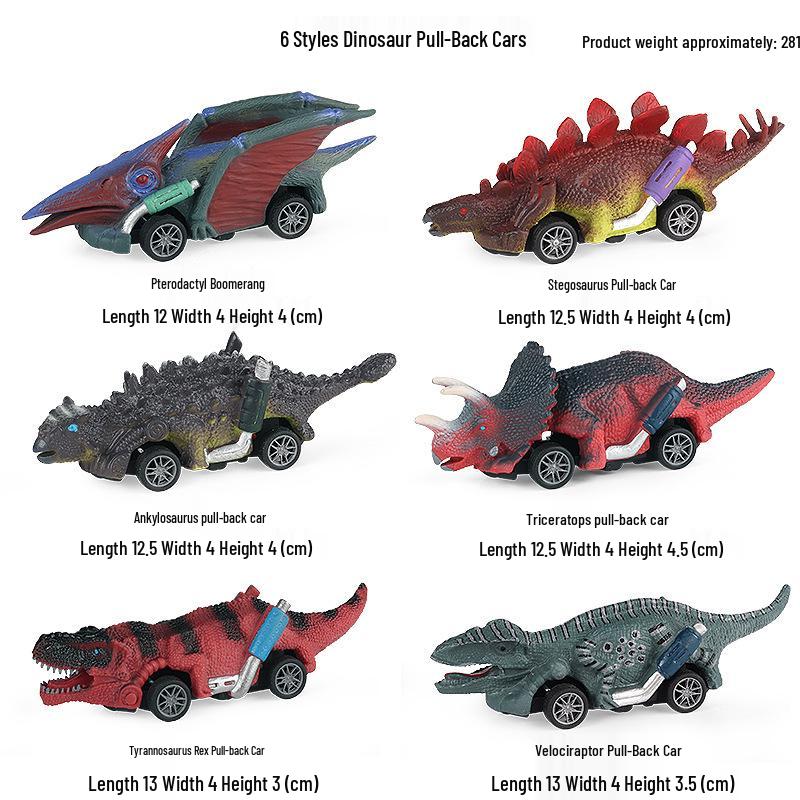 Kids Dinosaur Car Toy Set: Pull-Back Tyrannosaurus, Stegosaurus & Ankylosaurus