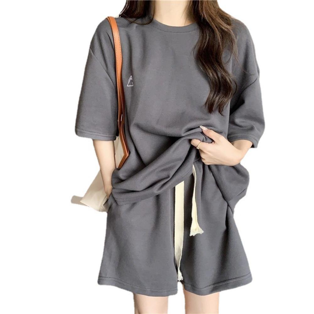 Loose Two-piece Tracksuit Women Solid Color Women's Suit Soft Summer Two-piece Suit  Female