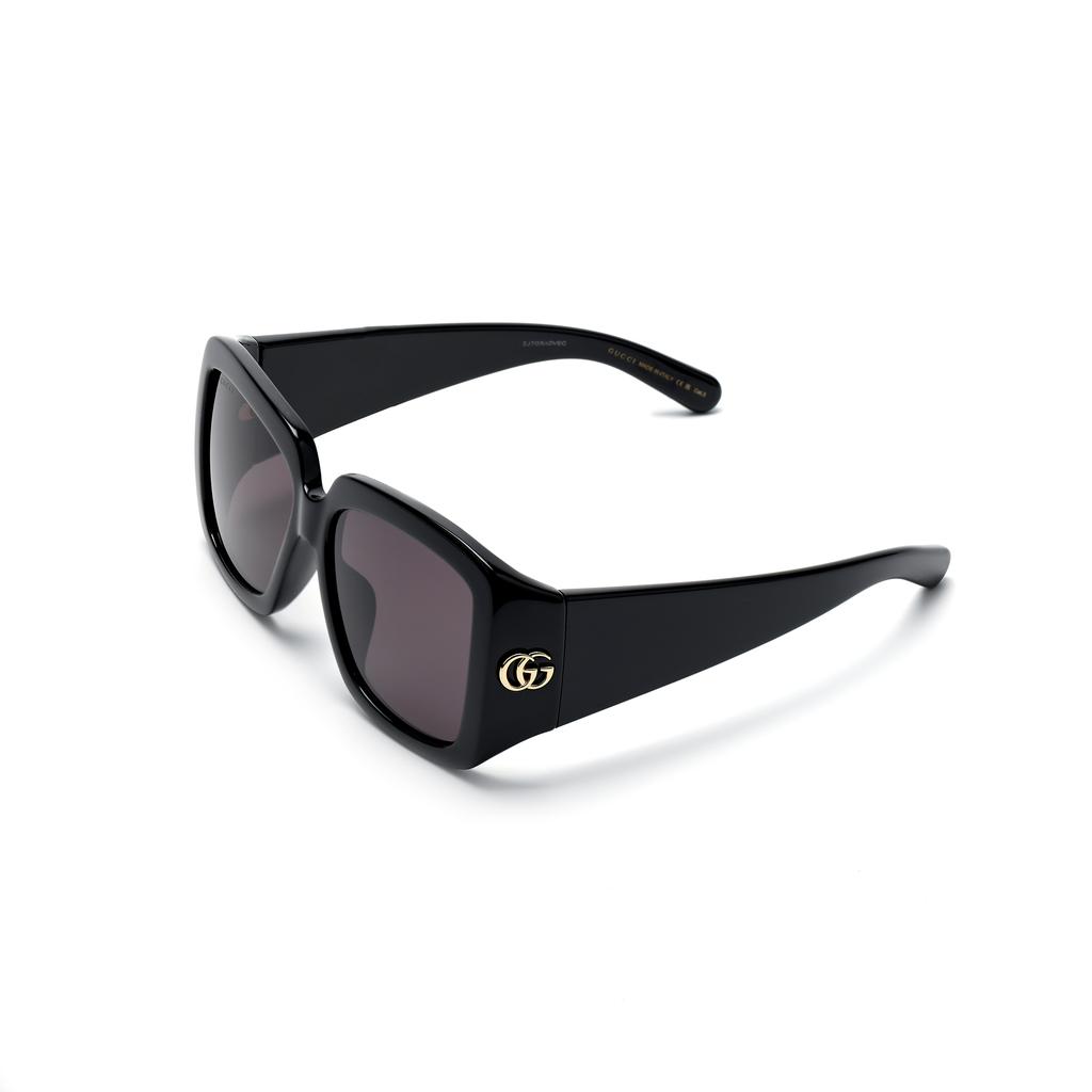 Gucci Logo Irregular Shape Sunglasses Men Sunglasses Black GG1402S001