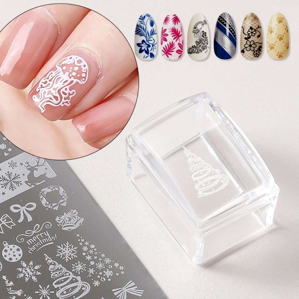 Transparent Nail Art Stamping Plates Square Reusable Manicure Stamping Plates DIY French Silicone Nail Stamper Manicure Tools
