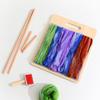1Set Wool Blending Board Carding Brush Set with 2 Wooden Sticks Fiber Blending Board for Mix Color Fiber DIY Projects