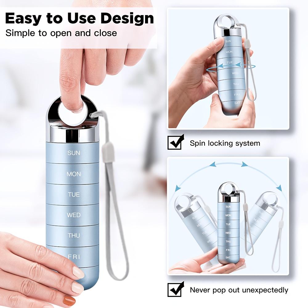 Caja metálica de viaje para guardar pastillas, pastillero impermeable para una semana, contenedor de pastillero de aleación de aluminio, pastillero diario para 7 días sin BPA
