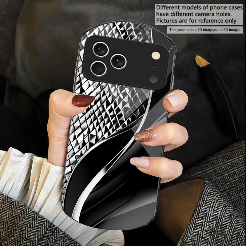 Abstract Geometry Art For iPhone 17 16 15 14 Pro 13 Plus 12 Mini 11 Pro Max XR X S 7 8 Elliptical Tempered Glass Phone Case