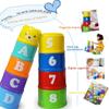 Kids Bathroom Stacked Cups Set Toys Water/Beach Games Tool Cup Stacking Educational Toys for Baby Bathtub Toddlers Birthday Gift