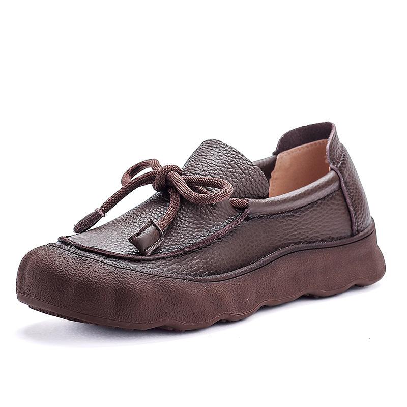 

First layer cowhide retro loafers round head small leather shoes spring and autumn single shoes genuine leather muffin platform mother shoes children 41