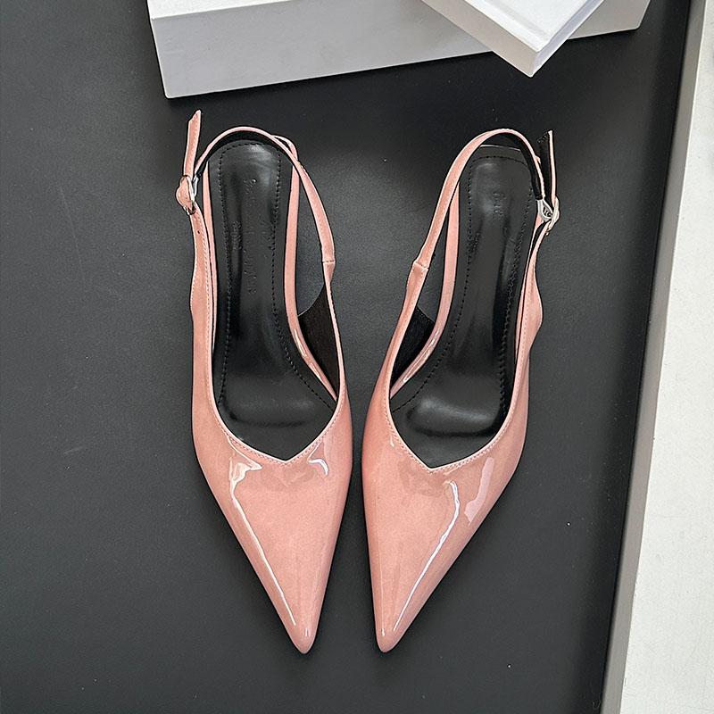 Fashion Fashion Shallow Elegant Women Heeled Sandals Shoes Female Buckle Strap Footwear Pointed Toe Ladies Low Heel Sandals Shoes Pumps