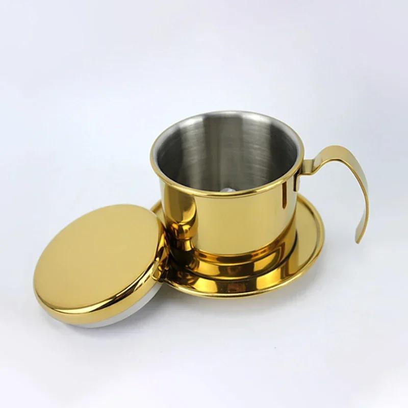 Stainless Steel Vietnamese Coffee Drip Filter Cup Portable Traditional Vietnam Coffee Maker Coffee Brewing Tool for Office Home