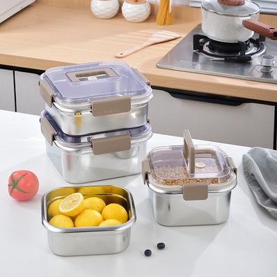 Stainless Steel Food Container With Lid Reusable Leak-Proof Food Container For Grains Vegetables