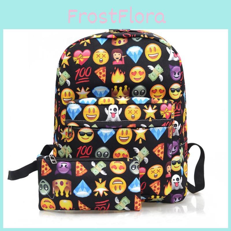 Backpack Kid Emoticons Smiling Face Emoticons Travel Cute Canvas School Backpack
