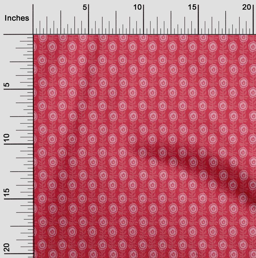 oneOone Cotton Flex Fabric Leaves & Floral Block Printed Craft Fabric BTY 40 Inch