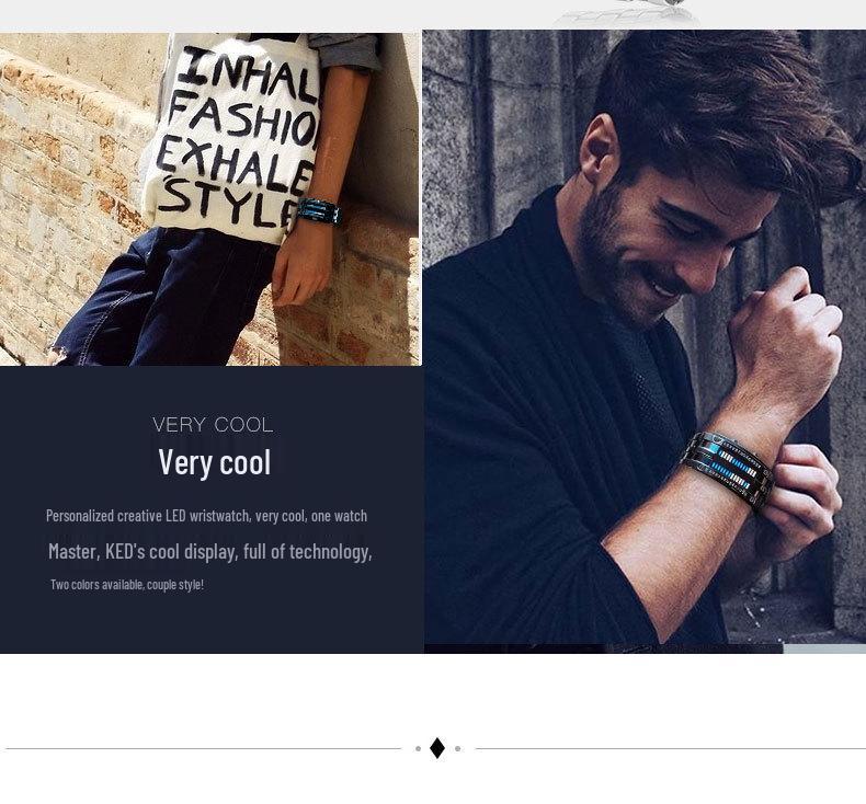 Koreanische Trendige LED Iron Man Dual-Line Binäre Mode Paar Studentenuhr