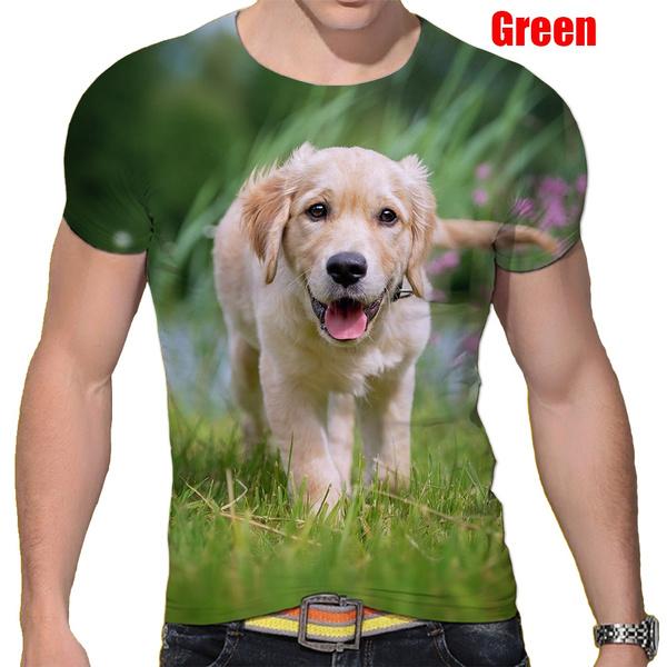 Fashion Short-sleeved Cute Dog 3D Printed T-shirt Golden Retriever Fashion Casual Man T-shirt Shirt
