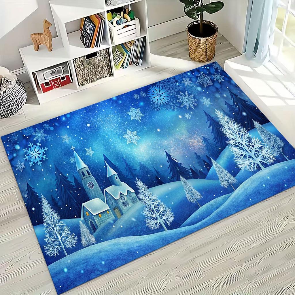 Frohes Neues Jahr Frohe Weihnachten Weihnachtsbaum Weihnachtsmann Cartoon Geschenk Teppich Teppich für Schlafzimmer Wohnzimmer Sofa Haus Fußmatte Dekoration,Rutschfest
