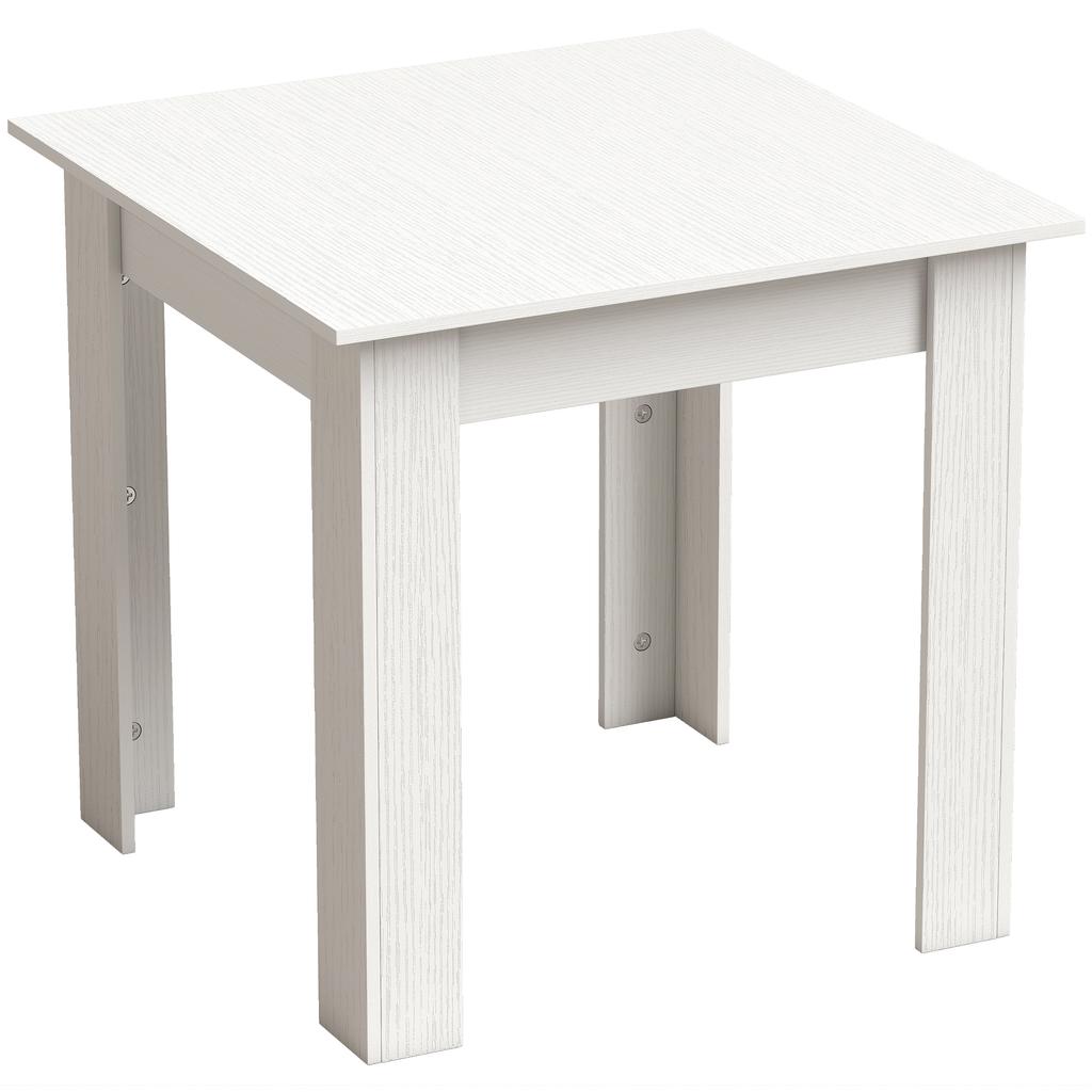 Square Dining Table, Modern Small Dining Table with Wood Effect, Space Saving, Non-slip Foot Pads, White