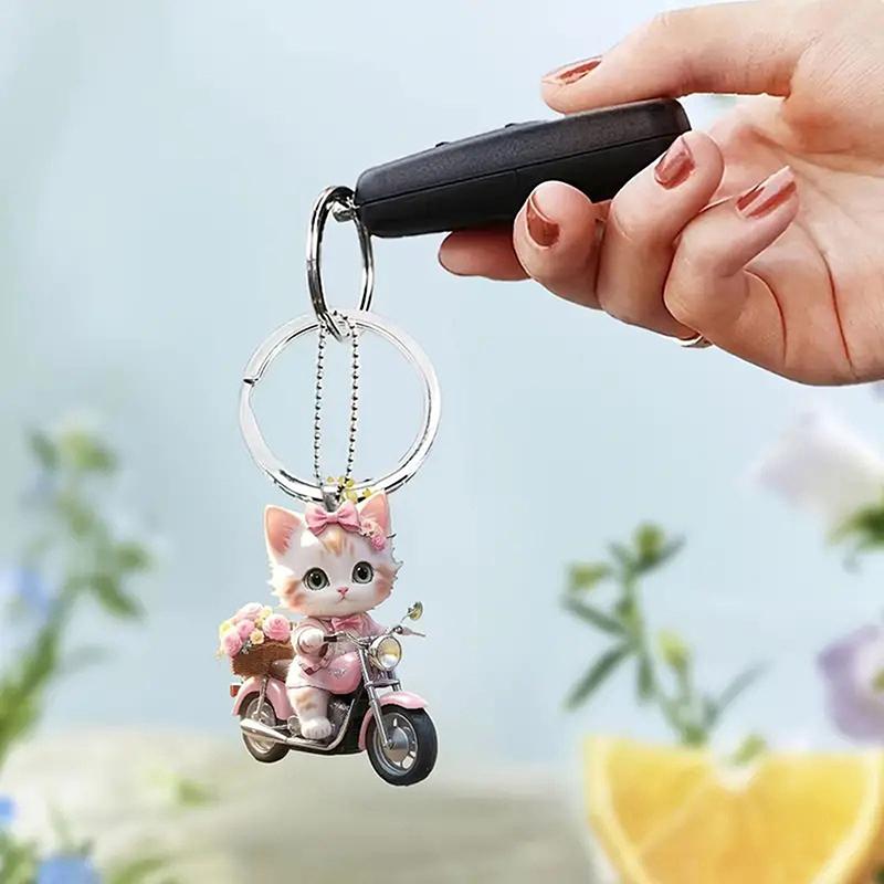 Creative Acrylic Flat 2D Cute Cat Pendant Auto Interior Car Pendant Interior Rearview Mirrors Ornament Car Decoration